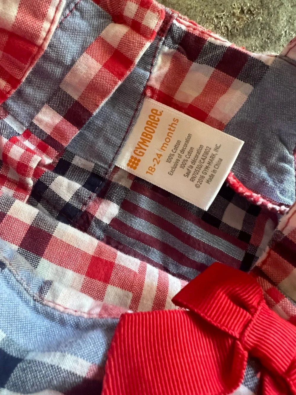 🎉5/$20🎉GYMBOREE Red, White & Blue Plaid Sundress with Bows-18-24M